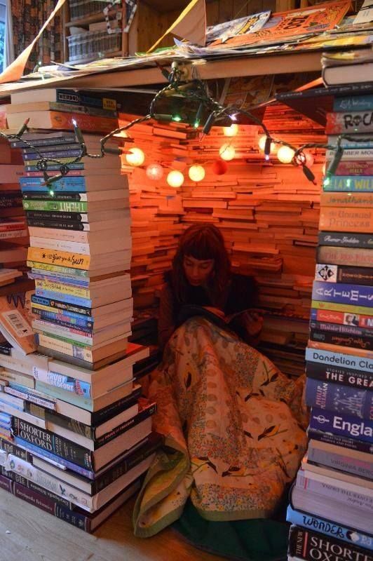 writerystuff: Possibly the ultimate book fort. / Tea, Coffee, and Books